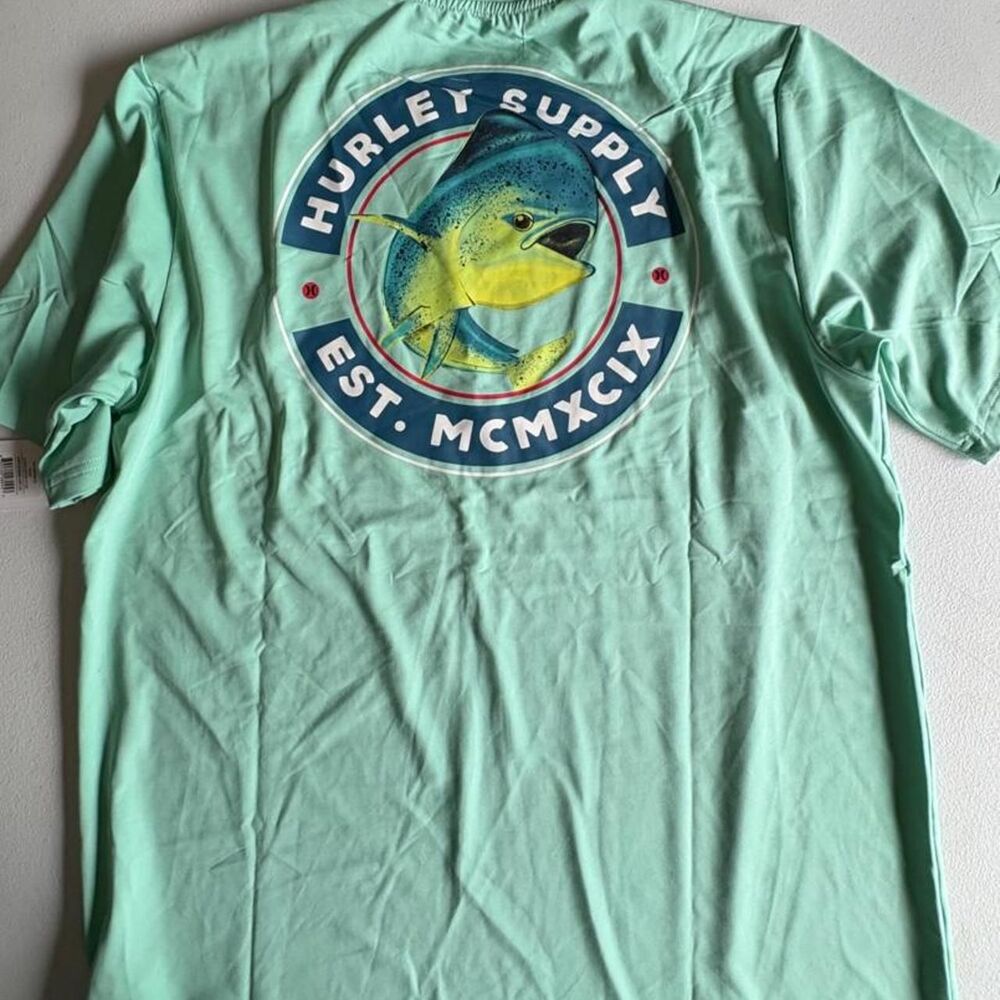Hurley Men's Green and Blue T-shirt